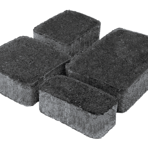 Тротуарна плитка Старе місто чорний колір на сірому цементі висота 6см