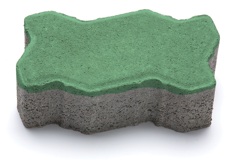 Тротуарна плитка Фалка зелений колір на білому цементі висота 8см