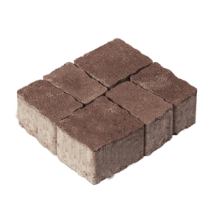 Тротуарна плитка Креатив коричневий колір на сірому цементі висота 6см