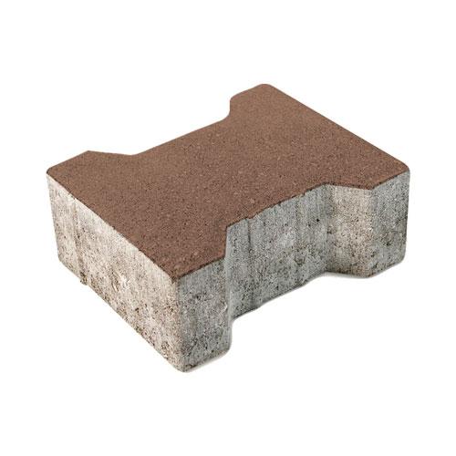 Тротуарна плитка Гантель коричневий колір на сірому цементі висота 8см