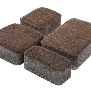 Тротуарна плитка Старе місто коричневий колір на сірому цементі висота 4см