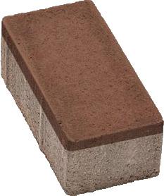 Тротуарна плитка Цегла без фаски коричневий колір на сірому цементі висота 6см