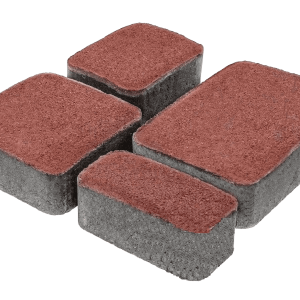 Тротуарна плитка Старе місто червоний колір на сірому цементі висота 4см