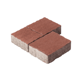 Тротуарна плитка Креатив червоний колір на сірому цементі висота 6см