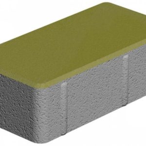 Тротуарна плитка Цегла без фаски оливковий колір на сірому цементі висота 6см