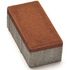 Тротуарна плитка Цегла без фаски помаранч колір на білому цементі висота 6см