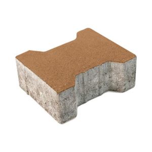 Тротуарна плитка Гантель персиковий колір на сірому цементі висота 6см