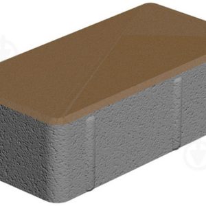 Тротуарна плитка Цегла без фаски персиковий колір на сірому цементі висота 6см