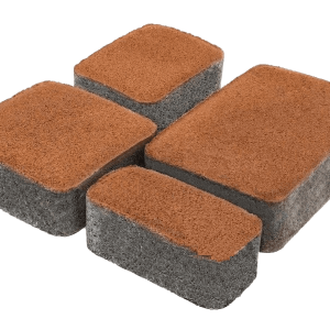 Тротуарна плитка Старе місто персиковий колір на сірому цементі висота 4см