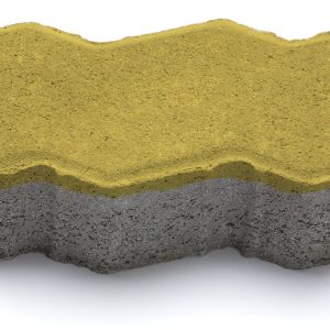 Тротуарна плитка Фалка жовтий колір на білому цементі висота 8см