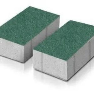 Тротуарна плитка Цегла без фаски зелений колір на білому цементі висота 6см