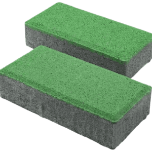 Тротуарна плитка Цегла зелений колір на білому цементі висота 4см