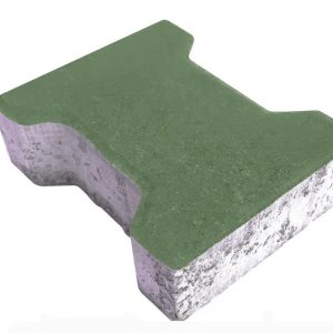 Тротуарна плитка Гантель зелений колір на білому цементі висота 6см