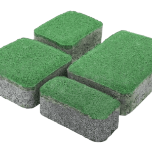 Тротуарна плитка Старе місто зелений колір на білому цементі висота 4см