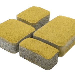 Тротуарна плитка Старе місто жовтий колір на білому цементі висота 4см